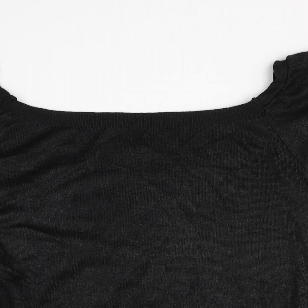 TU Womens Black  Acrylic Jersey T-Shirt Size 18 Square Neck