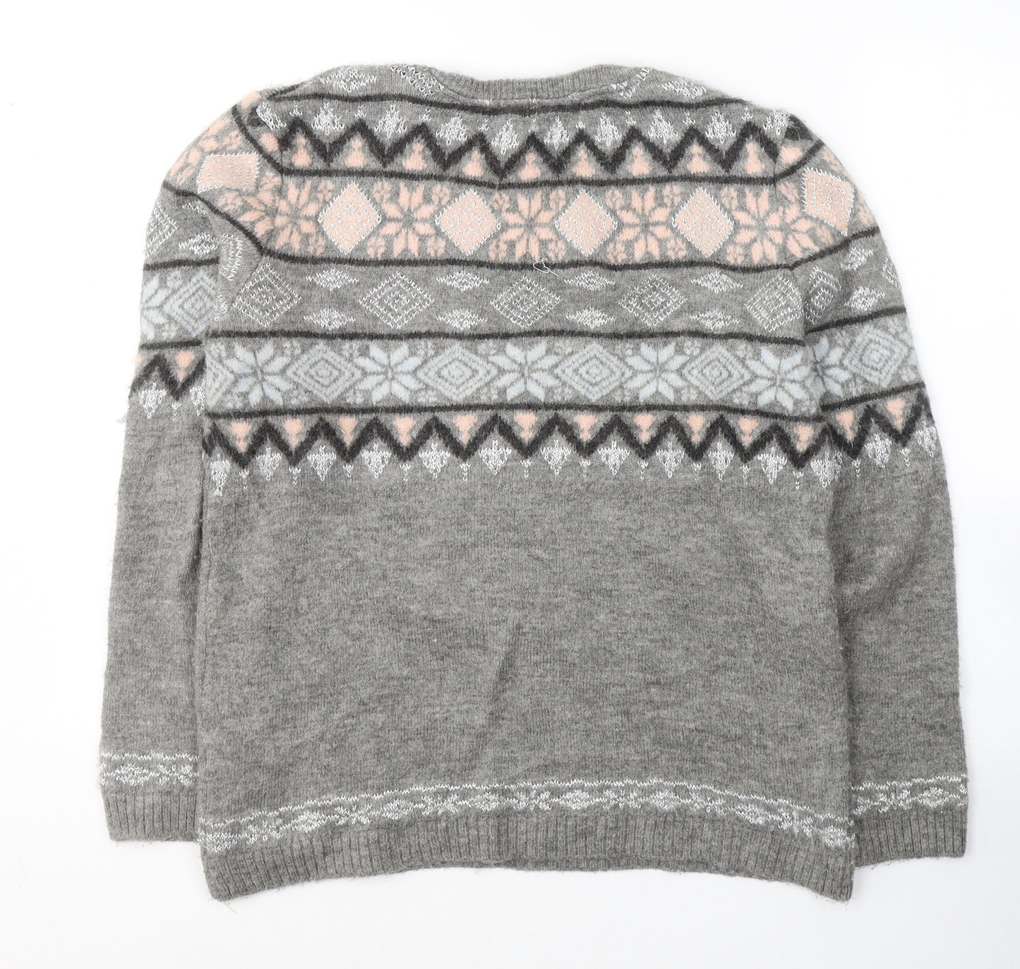 GEORGE  Womens Grey Round Neck Fair Isle Acrylic Pullover Jumper Size 14   - Christmas jumper