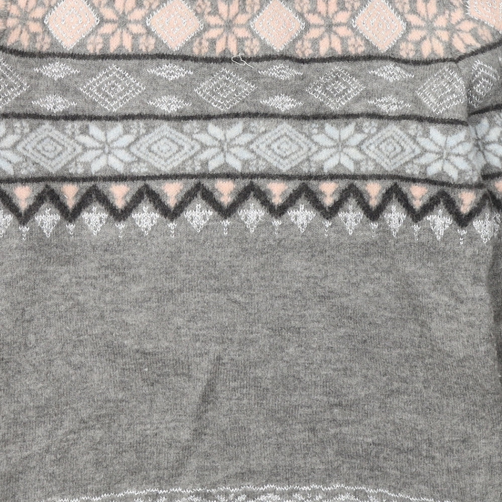 GEORGE  Womens Grey Round Neck Fair Isle Acrylic Pullover Jumper Size 14   - Christmas jumper