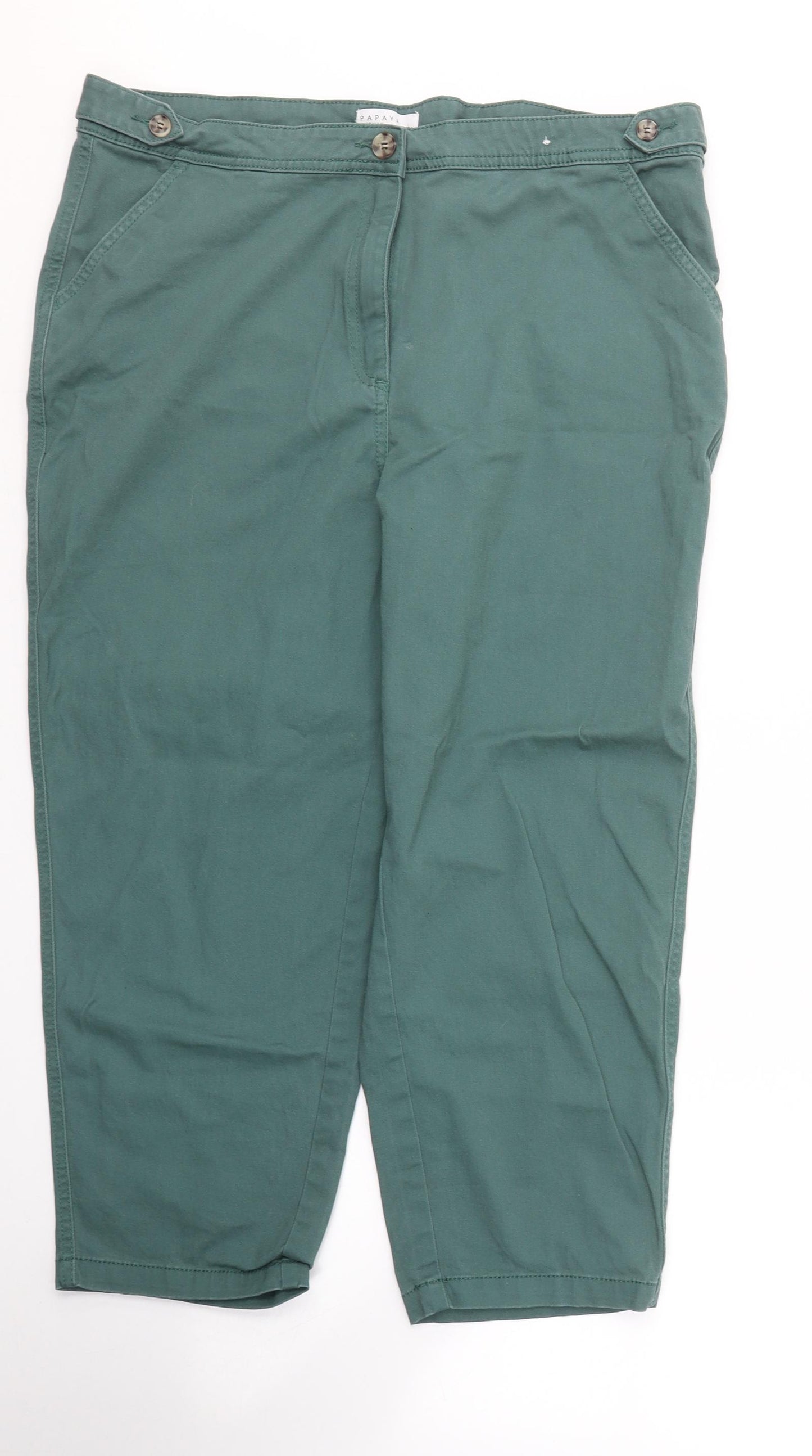 Papaya Womens Green  Cotton Cropped Jeans Size 16 L23 in Regular Button