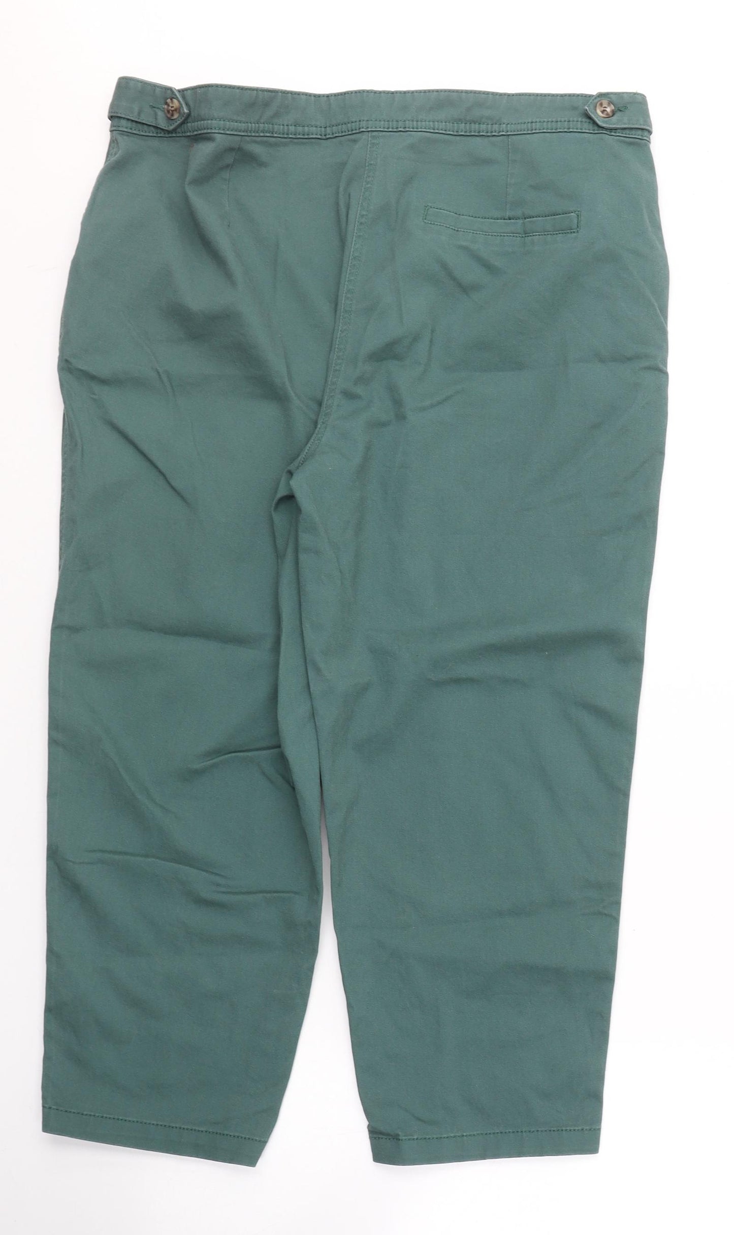 Papaya Womens Green  Cotton Cropped Jeans Size 16 L23 in Regular Button