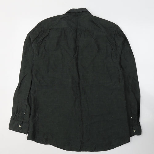 Zara Mens Green  Lyocell  Button-Up Size XL Collared Button