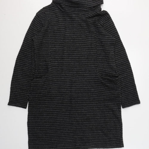 Made in Italy Womens Grey  Acrylic Jumper Dress  Size L  Roll Neck Pullover
