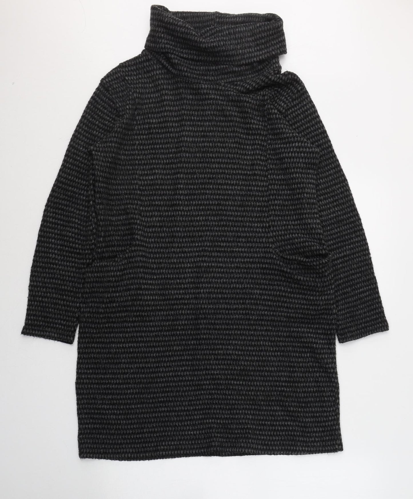 Made in Italy Womens Grey  Acrylic Jumper Dress  Size L  Roll Neck Pullover