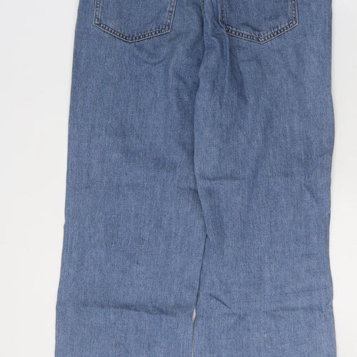 F&F Womens Blue  Cotton Wide-Leg Jeans Size 12 L29 in Regular Button