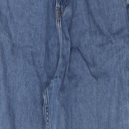 F&F Womens Blue  Cotton Wide-Leg Jeans Size 12 L29 in Regular Button