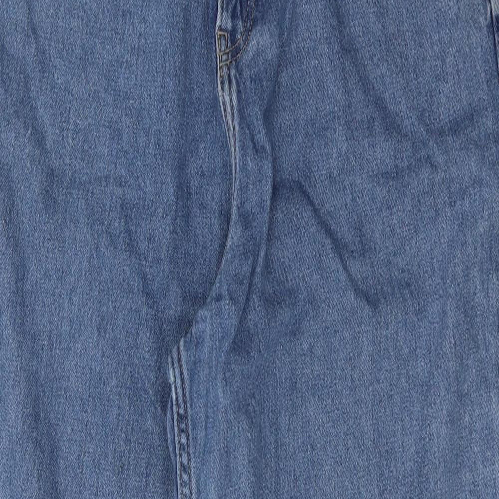 F&F Womens Blue  Cotton Wide-Leg Jeans Size 12 L29 in Regular Button