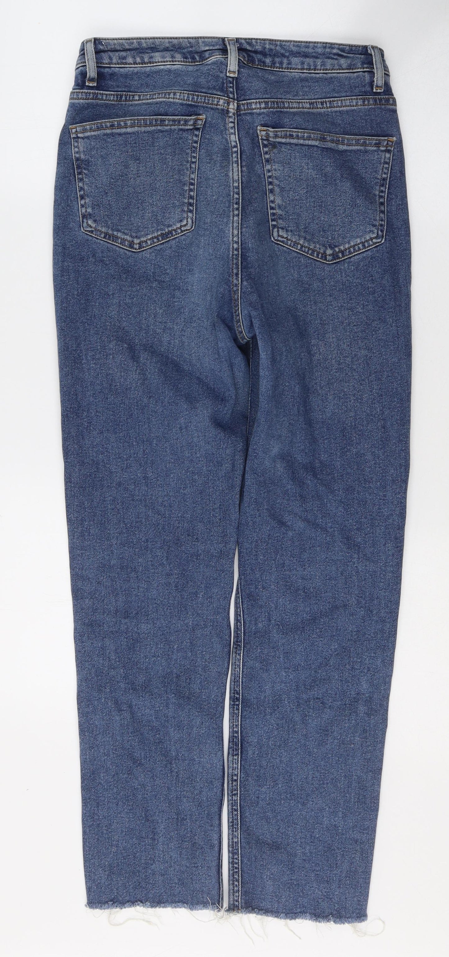 Denim & Co. Womens Blue  Cotton Straight Jeans Size 10 L27 in Regular Button