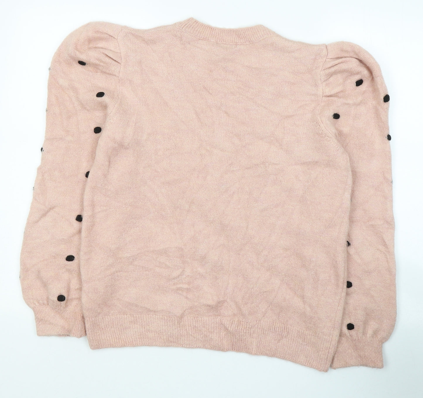 TU Womens Pink Round Neck Polka Dot Acrylic Pullover Jumper Size 16