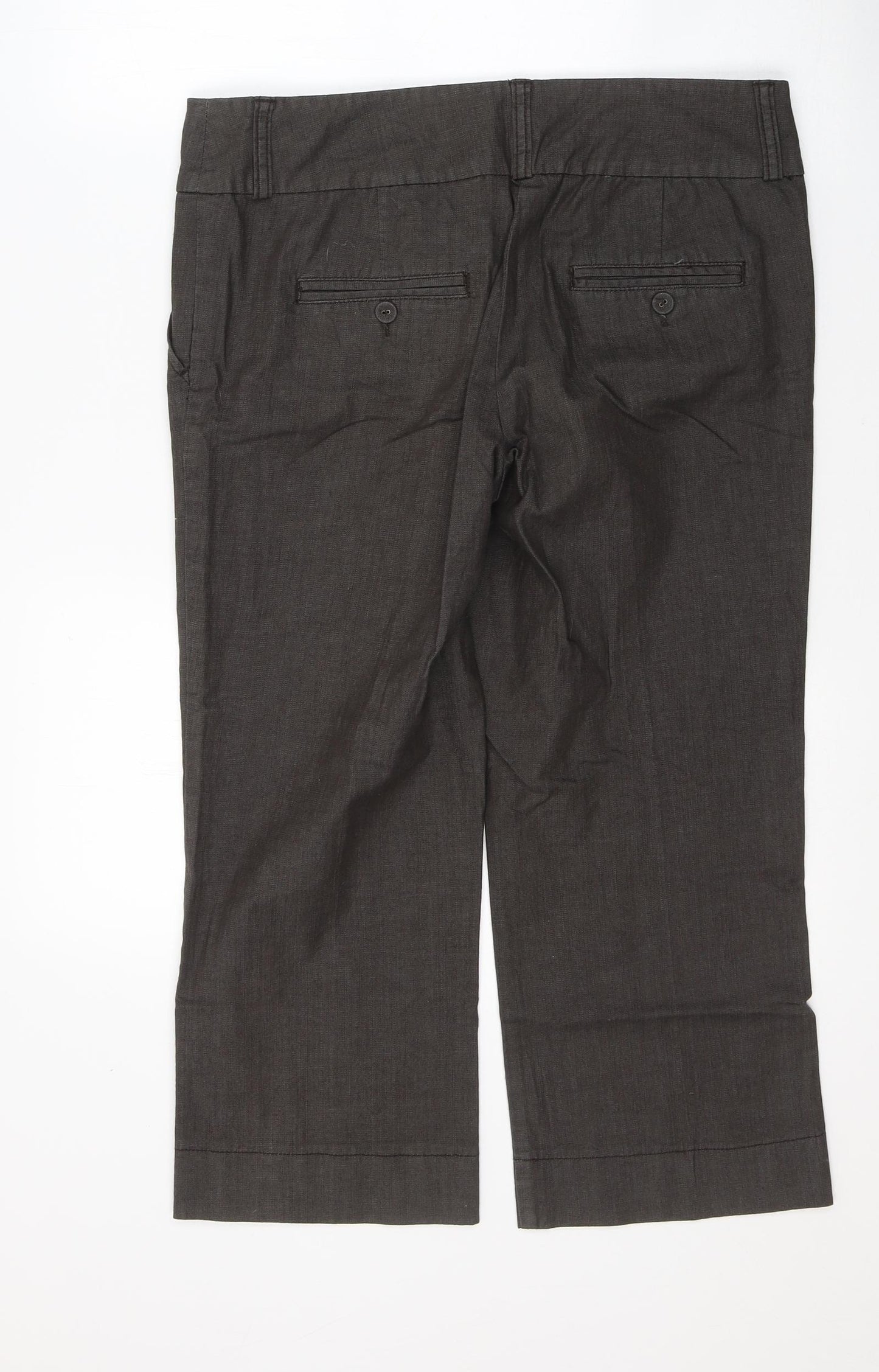 Monsoon Womens Brown  Cotton Cropped Trousers Size 12 L22 in Regular Button