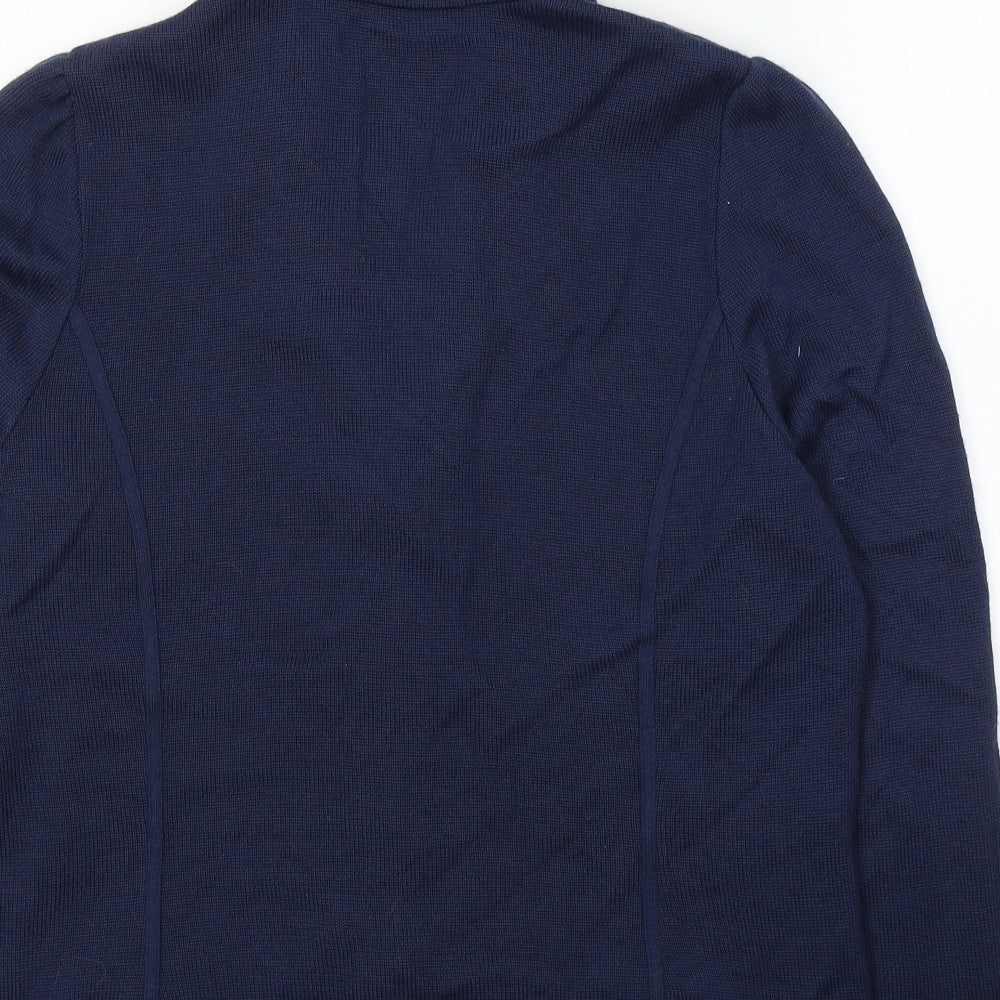 LUCIA Womens Blue V-Neck  Wool Cardigan Jumper Size 16