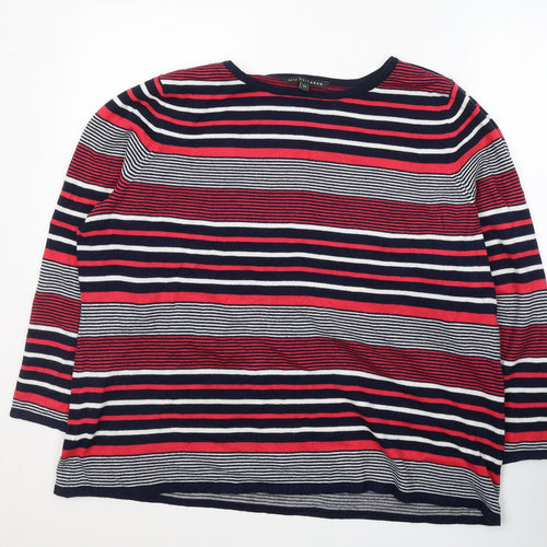LOVE KNITWEAR Womens Multicoloured Round Neck Striped Acrylic Pullover Jumper Size 22