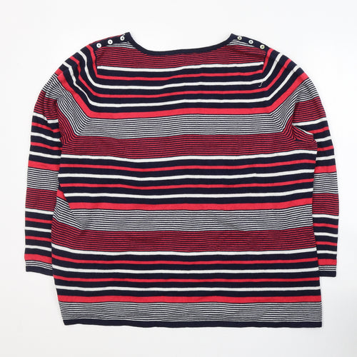LOVE KNITWEAR Womens Multicoloured Round Neck Striped Acrylic Pullover Jumper Size 22
