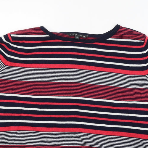LOVE KNITWEAR Womens Multicoloured Round Neck Striped Acrylic Pullover Jumper Size 22