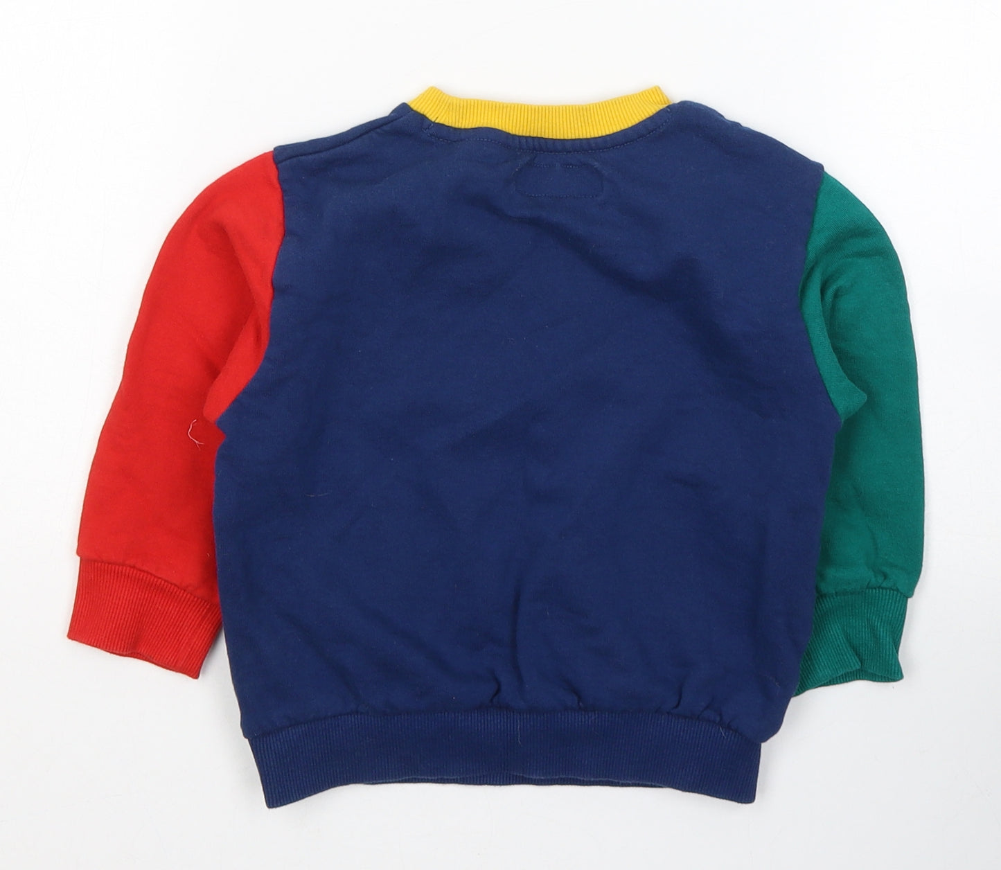 NEXT Boys Blue Round Neck Colourblock Cotton Pullover Jumper Size 2-3 Years  Pullover - Santa Jumper
