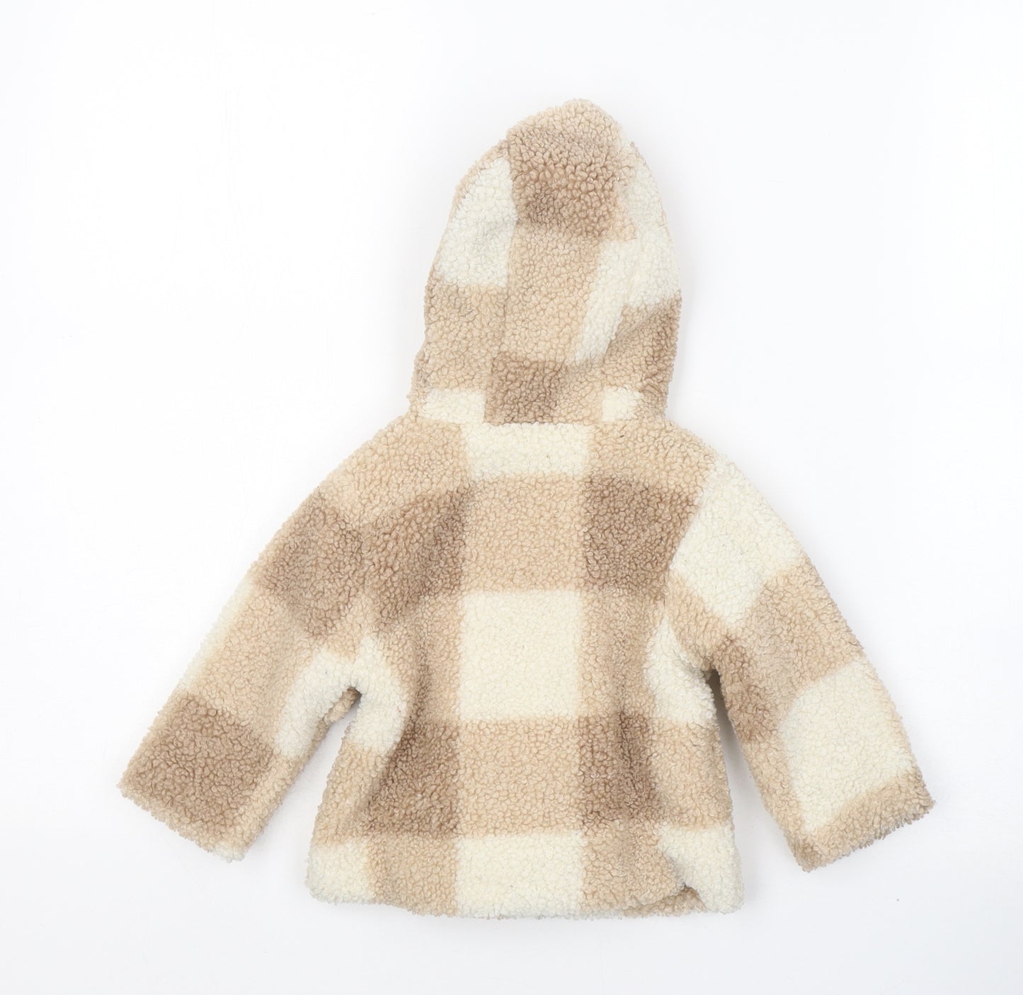 Nutmeg Girls Beige Check  Pea Coat Coat Size 12-18 Months   Button