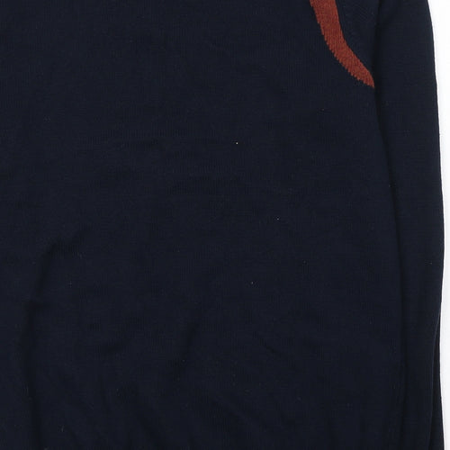 Jack Wills Mens Blue V-Neck  Cotton Pullover Jumper Size M