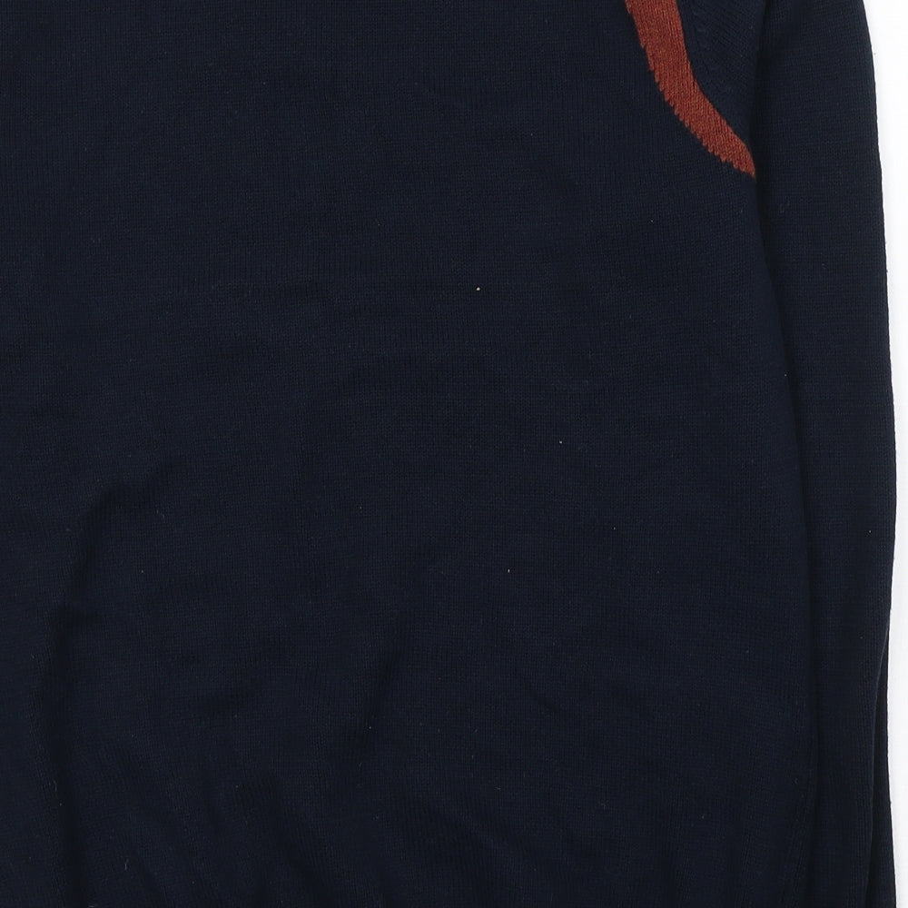 Jack Wills Mens Blue V-Neck  Cotton Pullover Jumper Size M