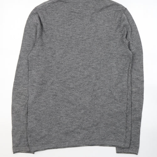 JACK & JONES Mens Grey Round Neck  Cotton Pullover Jumper Size S