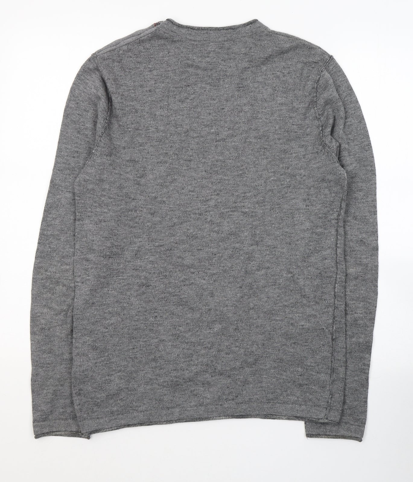 JACK & JONES Mens Grey Round Neck  Cotton Pullover Jumper Size S