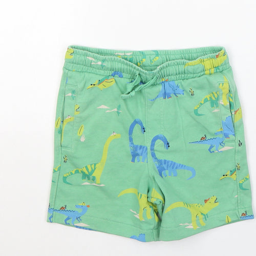 Marks and Spencer Boys Green Geometric Cotton Sweat Shorts Size 6-7 Years  Regular Tie - Dinosaurs