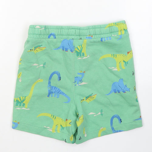 Marks and Spencer Boys Green Geometric Cotton Sweat Shorts Size 6-7 Years  Regular Tie - Dinosaurs