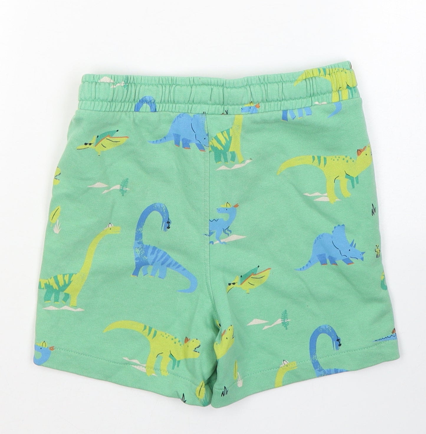 Marks and Spencer Boys Green Geometric Cotton Sweat Shorts Size 6-7 Years  Regular Tie - Dinosaurs