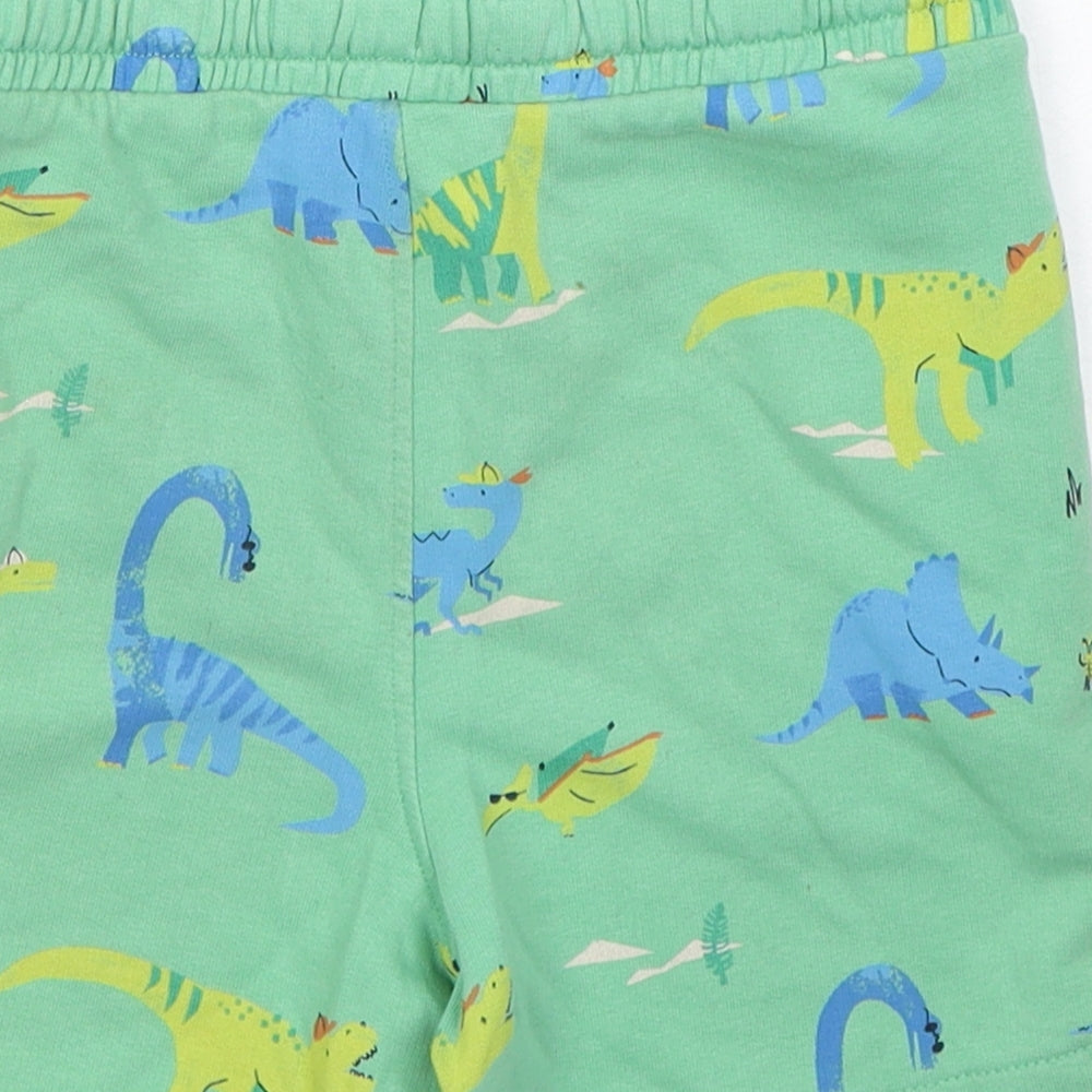 Marks and Spencer Boys Green Geometric Cotton Sweat Shorts Size 6-7 Years  Regular Tie - Dinosaurs