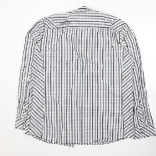 NEXT Mens White Striped Cotton  Button-Up Size XL Collared Button