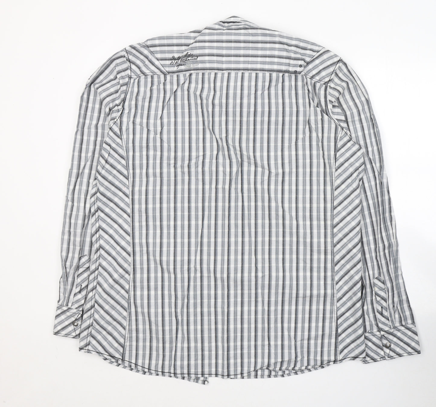 NEXT Mens White Striped Cotton  Button-Up Size XL Collared Button