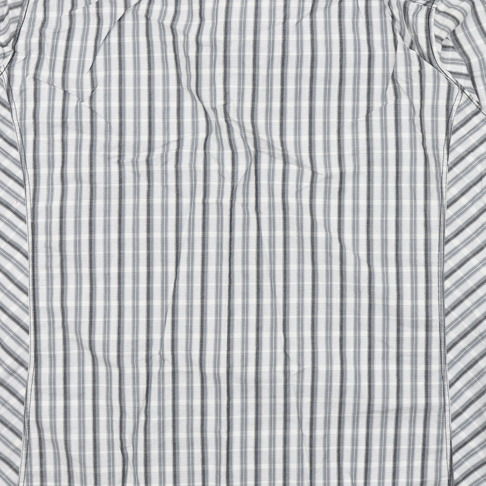 NEXT Mens White Striped Cotton  Button-Up Size XL Collared Button