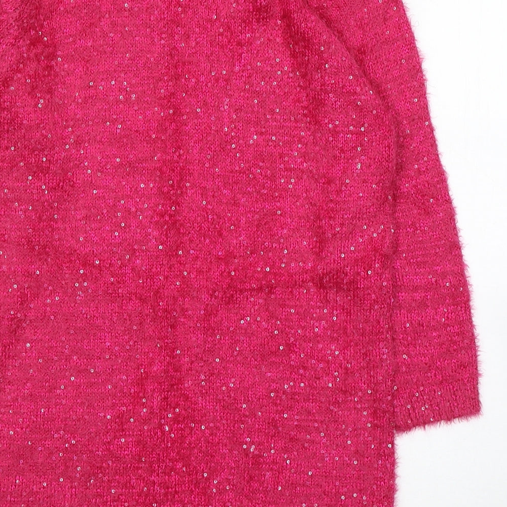 F&F Womens Pink Round Neck  Polyester Pullover Jumper Size 12