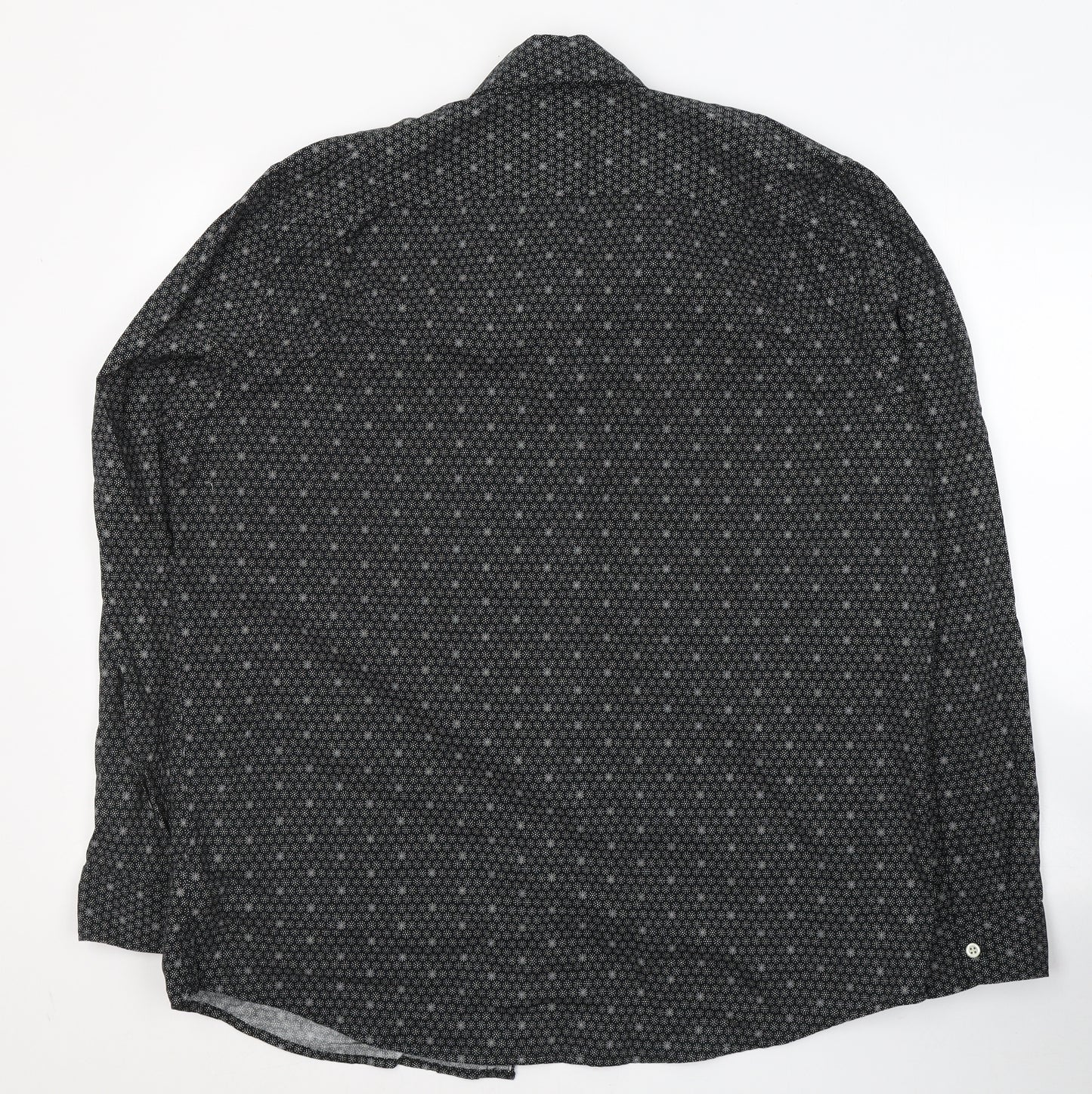 Gap Mens Black Geometric Cotton  Button-Up Size XL Collared Button