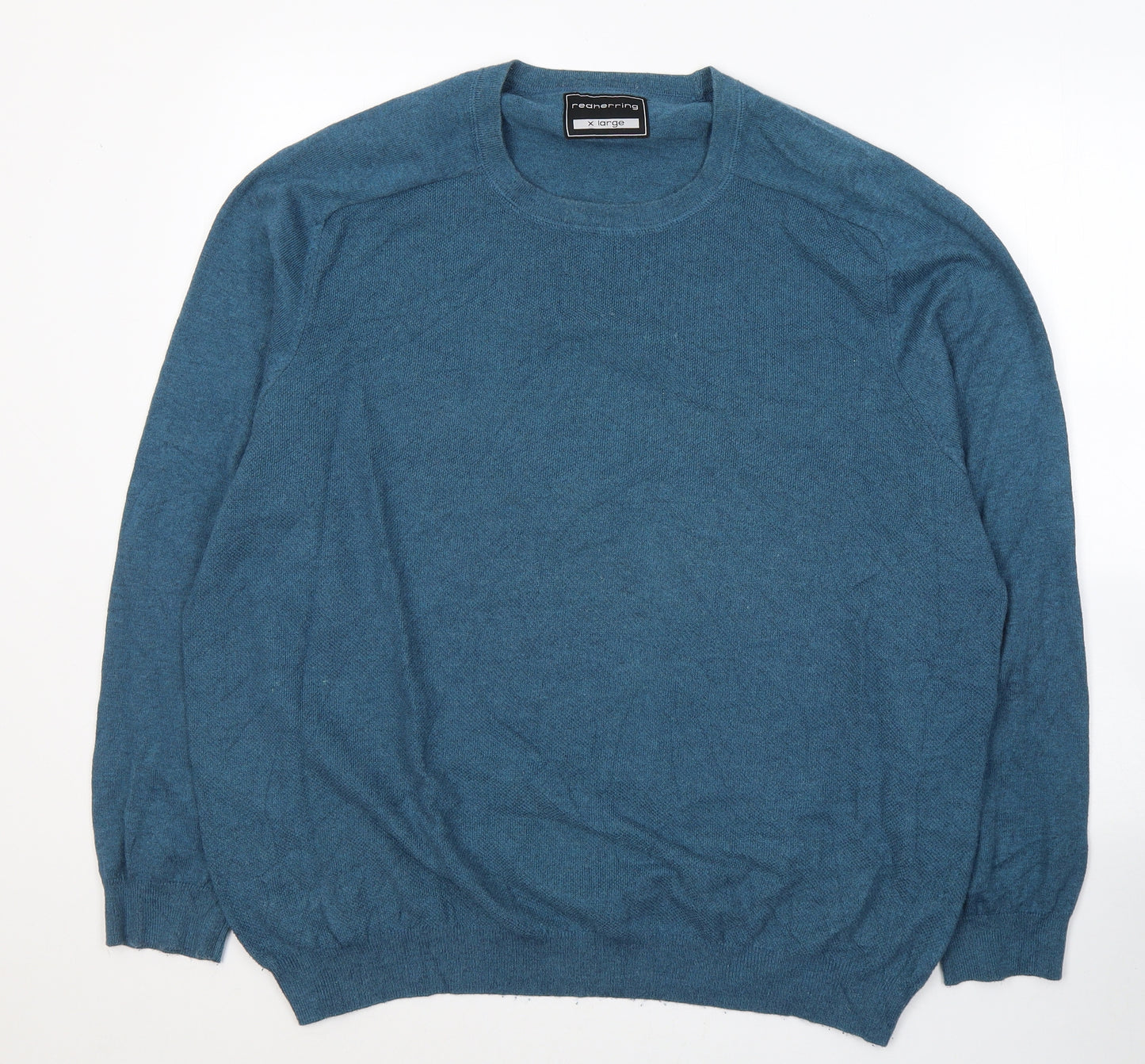 Red Herring Mens Blue Round Neck  Cotton Pullover Jumper Size XL