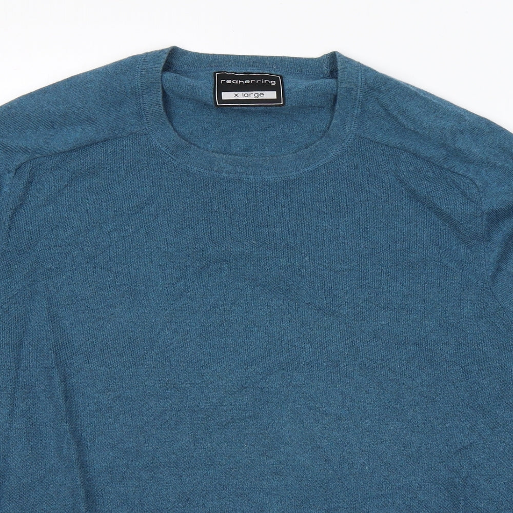 Red Herring Mens Blue Round Neck  Cotton Pullover Jumper Size XL