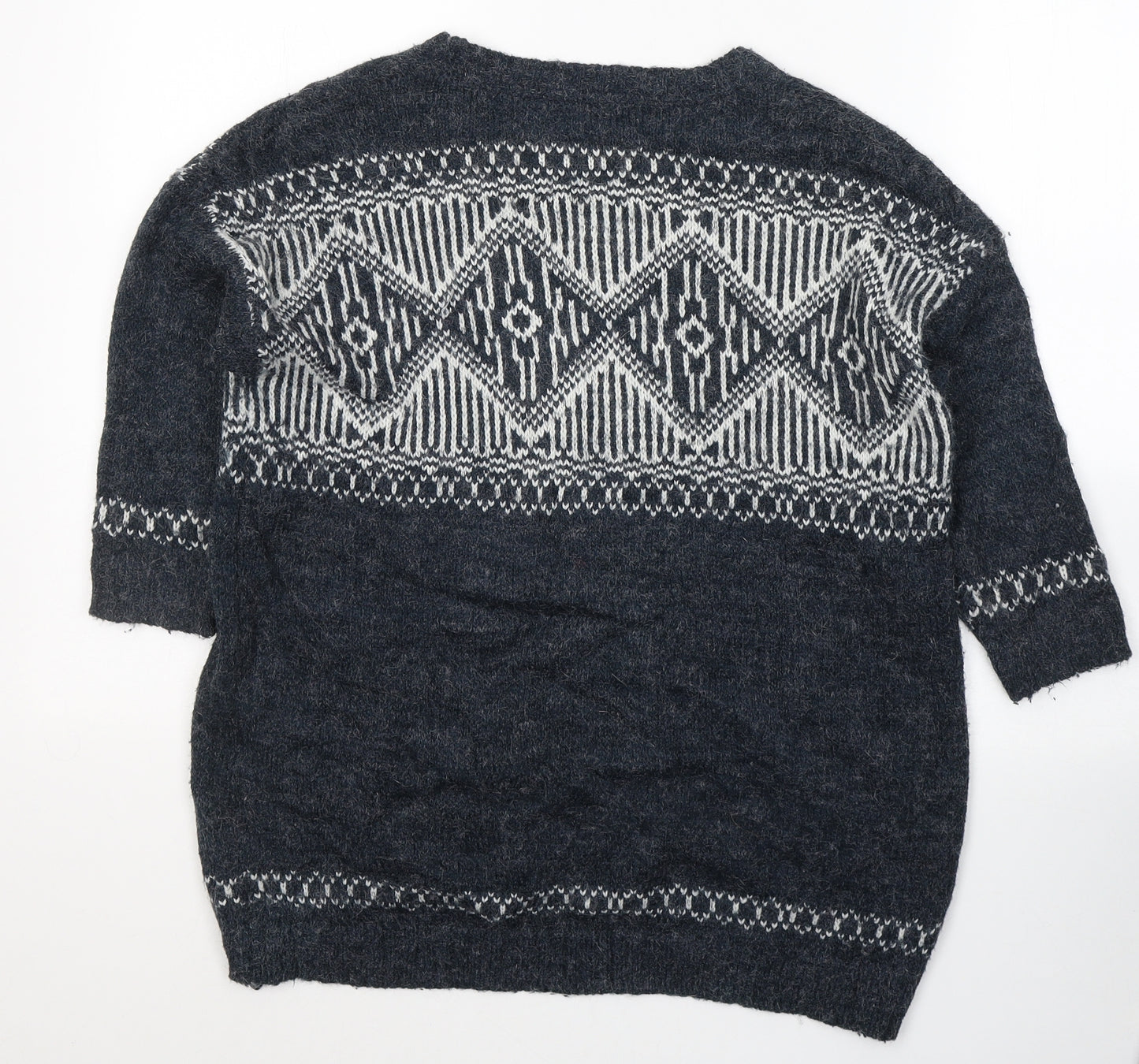 Fat Face Womens Blue Round Neck Fair Isle Acrylic Pullover Jumper Size S