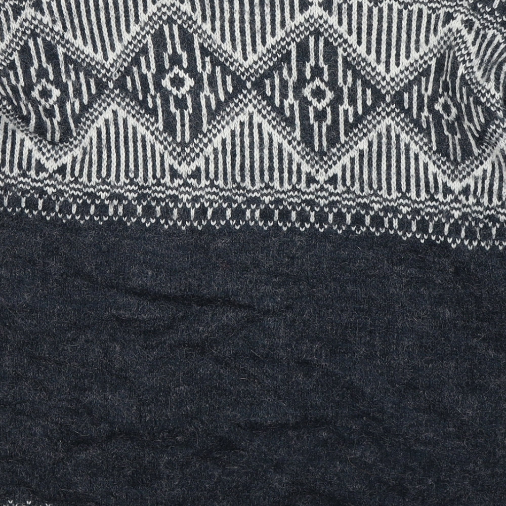 Fat Face Womens Blue Round Neck Fair Isle Acrylic Pullover Jumper Size S