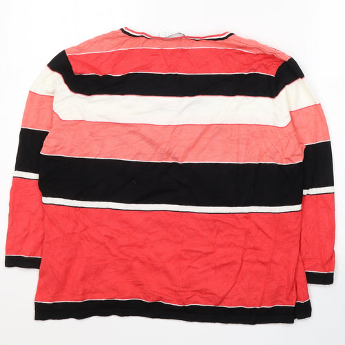 Precis Womens Multicoloured Striped Viscose Jersey Blouse Size L Round Neck
