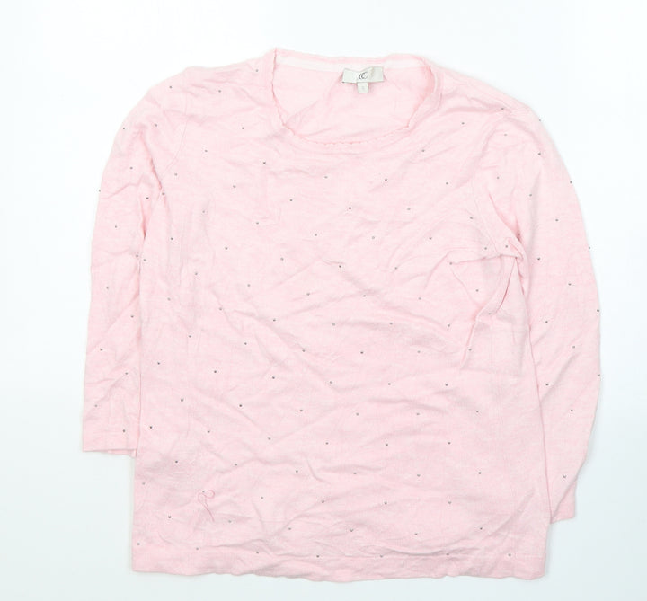 CC Womens Pink Round Neck Cotton Pullover Jumper Size S