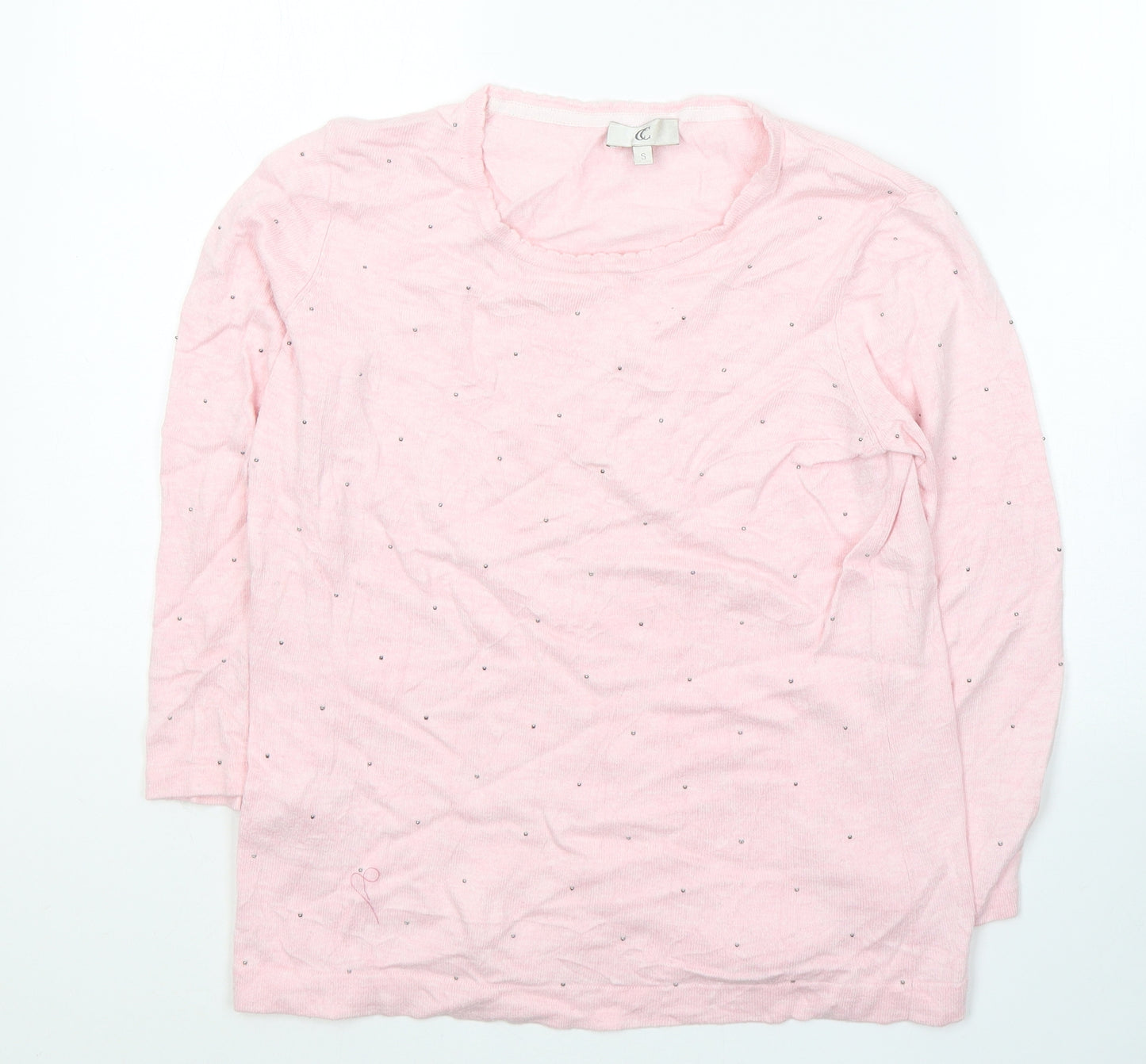 CC Womens Pink Round Neck  Cotton Pullover Jumper Size S