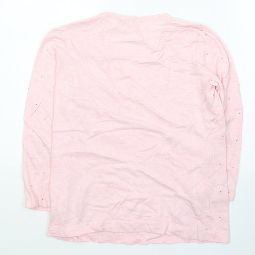 CC Womens Pink Round Neck  Cotton Pullover Jumper Size S