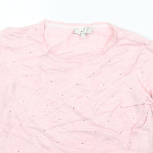 CC Womens Pink Round Neck  Cotton Pullover Jumper Size S