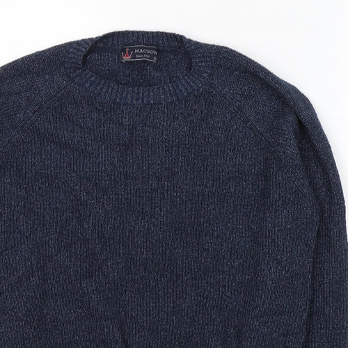 Macson Womens Blue Round Neck  Polyester Pullover Jumper Size XL