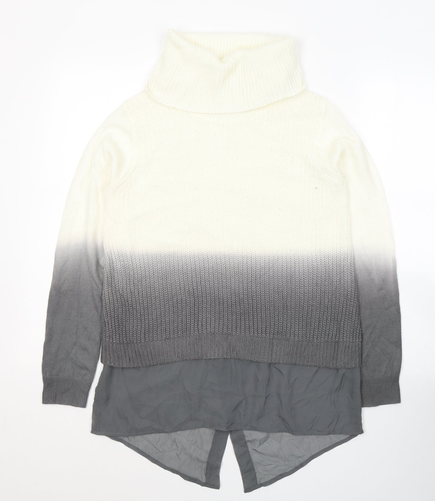 SOHO Womens White Roll Neck  Acrylic Pullover Jumper Size S