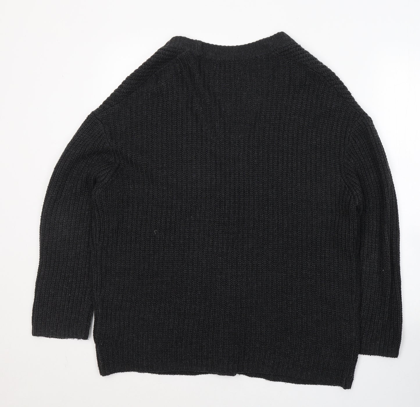 Pull&Bear Womens Black V-Neck  Acrylic Cardigan Jumper Size S