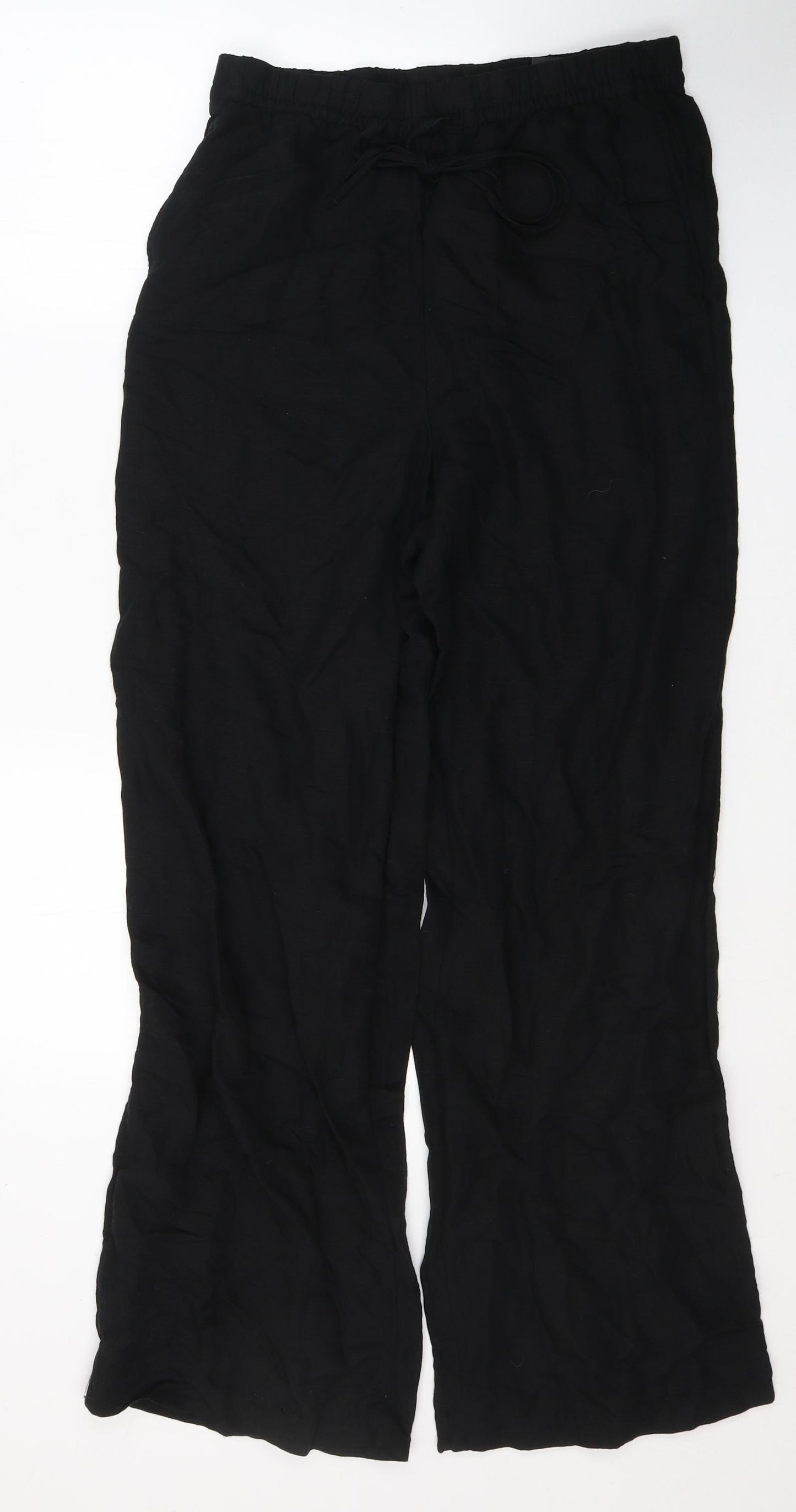 H&M Womens Black  Viscose Trousers  Size S L30 in Regular Tie