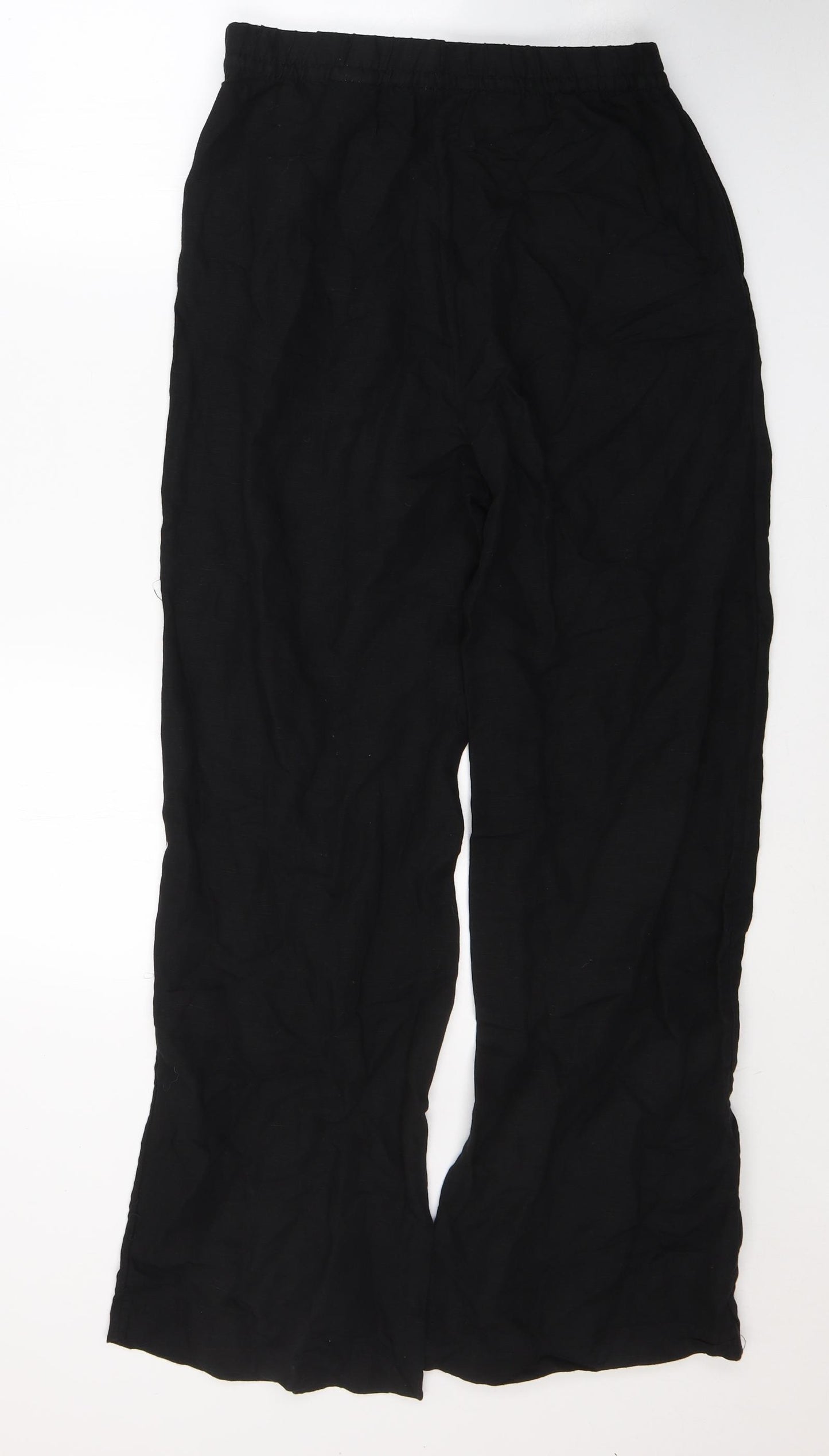 H&M Womens Black  Viscose Trousers  Size S L30 in Regular Tie