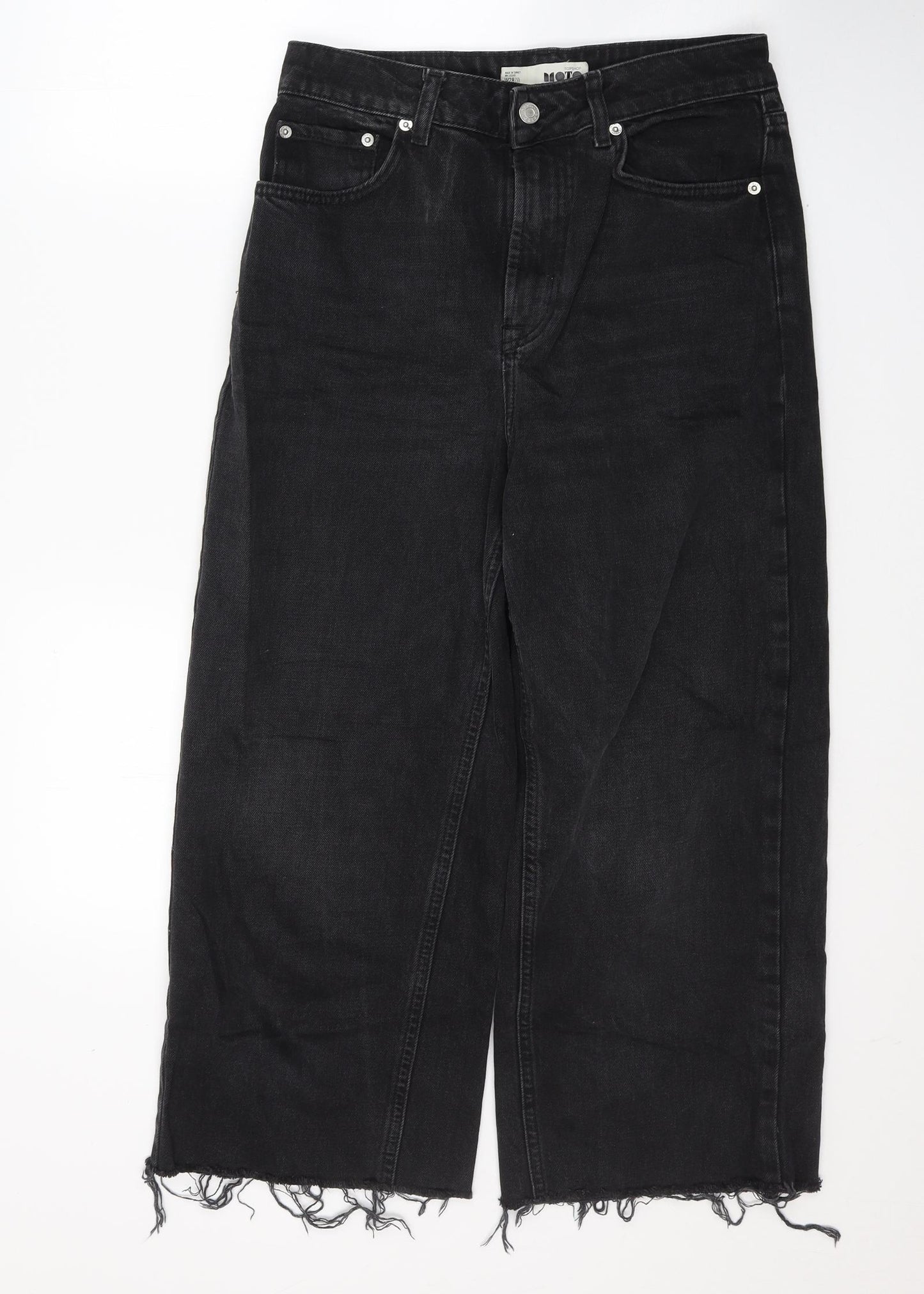 Topshop Womens Black  Cotton Cropped Jeans Size 28 in L32 in Regular Button