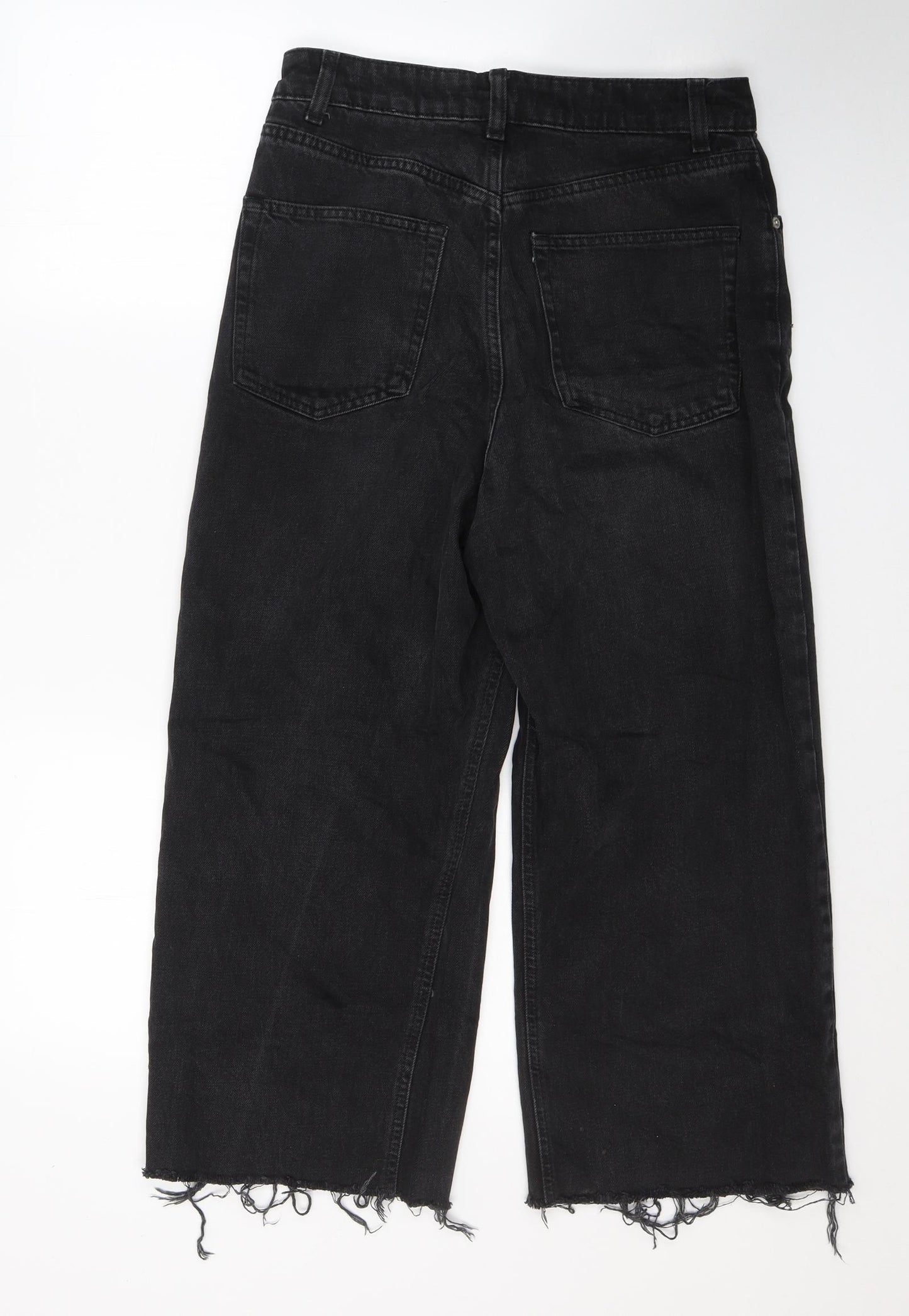 Topshop Womens Black  Cotton Cropped Jeans Size 28 in L32 in Regular Button