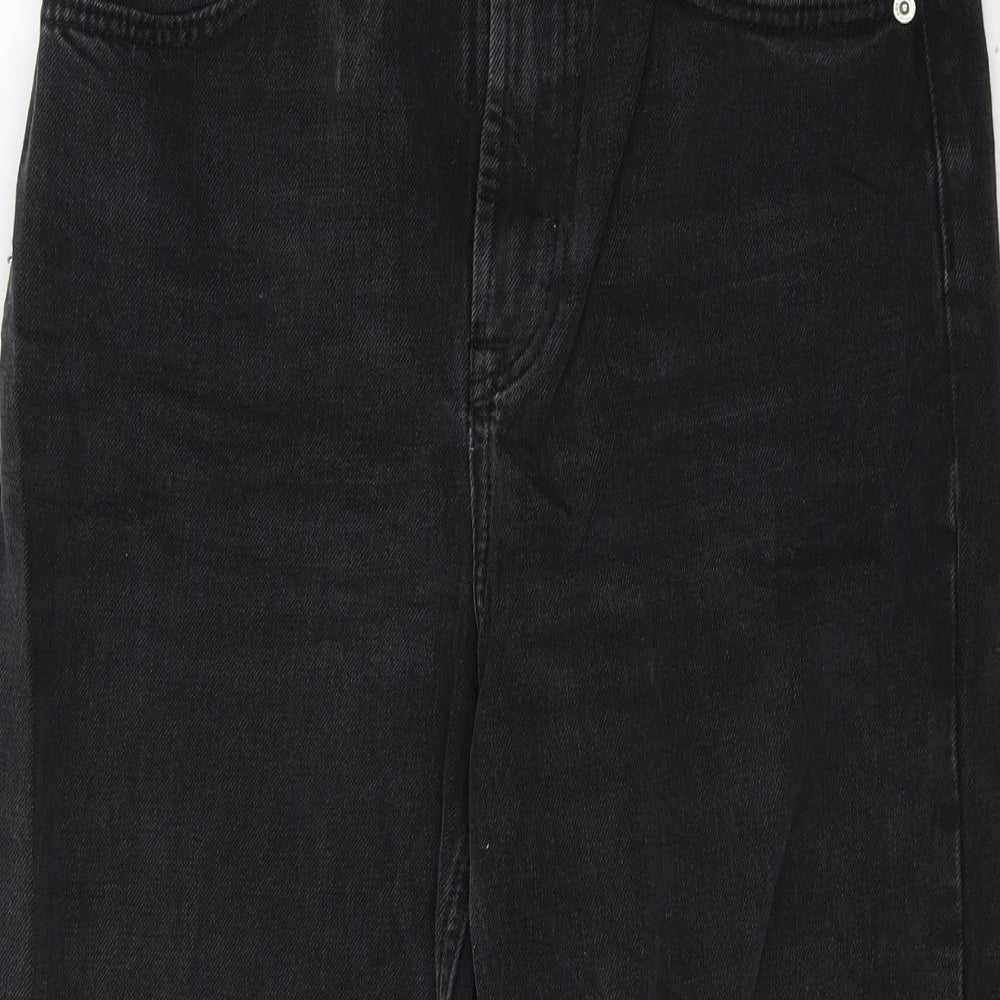 Topshop Womens Black  Cotton Cropped Jeans Size 28 in L32 in Regular Button